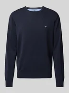Swetry męskie - Sweter z dzianiny z wyhaftowanym logo model ‘Superfine’ - miniaturka - grafika 1