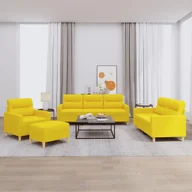 Komplety wypoczynkowe - 4-częściowy komplet wypoczynkowy, obity tkaniną, jasnożółty - miniaturka - grafika 1