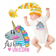 Body dla niemowląt - BODY NIEMOWLĘCE KRÓTKI RĘKAW BIAŁE FASHION UNICORN ZWIERZĄTKA WZORY - 80 - miniaturka - grafika 1