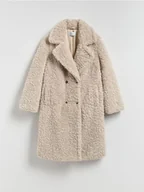 Płaszcze damskie - Reserved - Płaszcz z imitacji baranka - beżowy - miniaturka - grafika 1