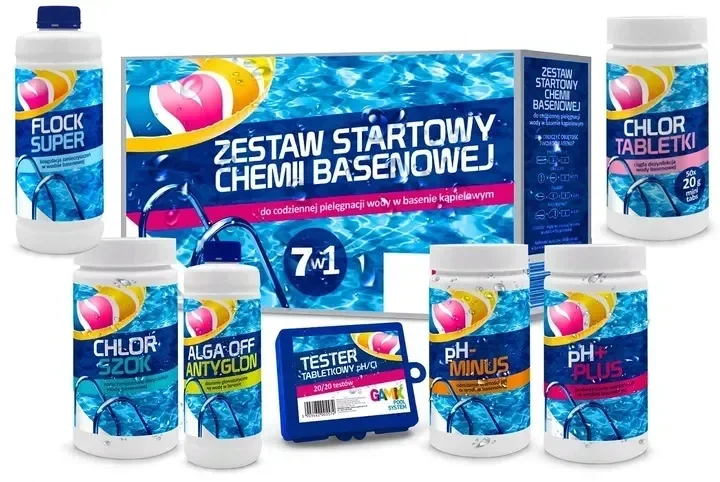 Zestaw Startowy Chemia Do Basenu Chlor Małe Tabletki Gamix 7w1 Alga Chlor
