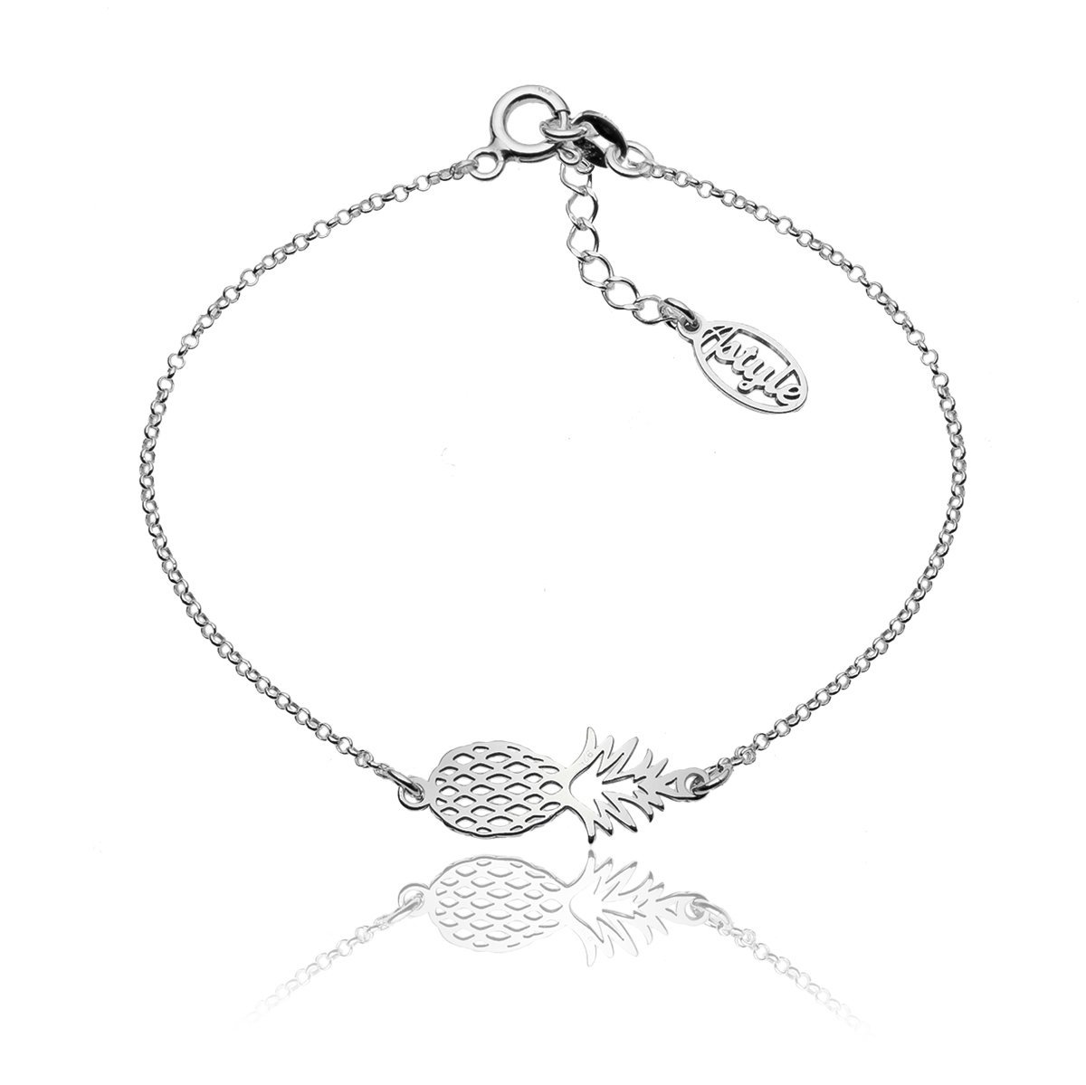 Bransoletka z ananasem srebrna rodowana