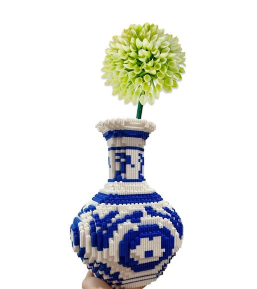 KLOCKI WAZON Z KLOCKÓW NA KWIATY BUKIET KWIATÓW PUZLE 3D zestaw 3.500