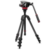 Statywy fotograficzne - Manfrotto 055 Video Carbon Black z głowicą 502AH - miniaturka - grafika 1