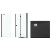 Kabiny prysznicowe - Zestaw Roca Capital kabina prysznicowa 80x80 cm kwadratowa MaxiClean z brodzikiem Terran onyks (AM4508016M, AM4408016M, AP10332032001640) - miniaturka - grafika 1