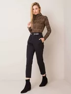 Spodnie damskie - Spodnie z materiału czarny casual cygaretki - miniaturka - grafika 1