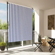 Markizy - vidaXL Roleta zewnętrzna, niebiesko-biała, 200x270 cm, tkanina i stal - miniaturka - grafika 1