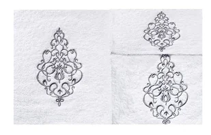 Komplet ręczników w folii 3 szt Ornament biały 30x50, 50x90, 70x140 400g/m2 - Ręczniki - miniaturka - grafika 1