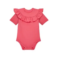 Body dla niemowląt - Body z falbanką koralowe, krótki rękaw 74 - miniaturka - grafika 1