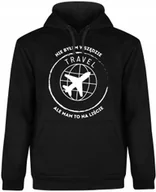 Bluzy męskie - Bluza Męska Z Kapturem Podróże Wakacje Dla Podróżnika Czarna R-M A462 - miniaturka - grafika 1