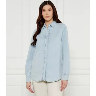 Calvin Klein Jeansowa koszula Regular Fit z dodatkiem lnu - Koszule damskie - miniaturka - grafika 1