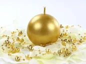 Gadżety dla niej i dla niego - PartyDeco Świeca "Kula", metalik, złota, 1 sztuka - miniaturka - grafika 1