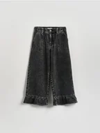 Spodnie i spodenki dla dziewczynek - Reserved - Jeansy super wide leg 7/8 - szary - miniaturka - grafika 1