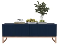 Ławy i stoliki kawowe - Granatowy stolik kawowy z lamelami G9-Z34 - miniaturka - grafika 1