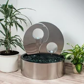 Fontanny ogrodowe - KÖHKO® Ściana wodna Yin Yang z oświetleniem LED Okrągła ok. Ø 48 cm Fontanna ze stali nierdzewnej z pierścieniem ze stali nierdzewnej - miniaturka - grafika 1