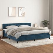 Łóżka - Łóżko kontynentalne z materacem, niebieskie, aksamit, 200x200cm  Lumarko - miniaturka - grafika 1