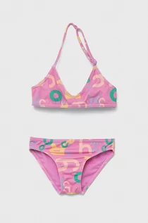 Stroje kąpielowe dla dziewczynek - Roxy dwuczęściowy strój kąpielowy dziecięcy kolor różowy - grafika 1