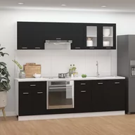 Szafki kuchenne - vidaXL Lumarko 8-cz. zestaw szafek kuchennych, czarny, płyta wiórowa 3067648 - miniaturka - grafika 1