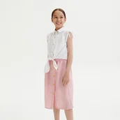 Sukienki i spódniczki dla dziewczynek - Reserved - Spódnica z guzikami - Różowy - miniaturka - grafika 1