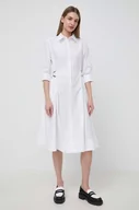 Sukienki - Karl Lagerfeld sukienka bawełniana kolor biały mini rozkloszowana - miniaturka - grafika 1