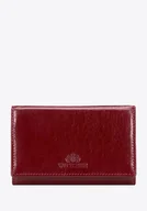 Portfele - Duża portmonetka damska ze skóry naturalnej pozioma czerwona - miniaturka - grafika 1