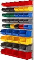 Pojemniki przemysłowe - qBox Regał do pojemników warsztatowych, wiszący. Wym: 1610x940x380mm 46 pojemników Regał z pojemnikami - miniaturka - grafika 1