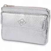 Etui na klucze - Skórzane etui na klucze banknoty pokrowiec duże Skóra Naturalna Srebrne - miniaturka - grafika 1