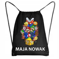 Plecaki worki - Worek Szkolny Workoplecak Do Przedszkola Szkoły SUPER MARIO BROS +IMIĘ 38 - miniaturka - grafika 1