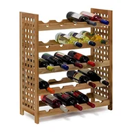 Pozostałe akcesoria barmańskie - Relaxdays regał na wino z drzewa orzecha włoskiego na 25 butelek, wys. 73 x szer.63 x gł. 25 cm zaimpregnowany, 5-poziomowy, naturalny 10019278 - miniaturka - grafika 1