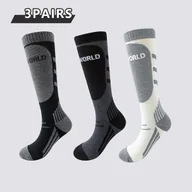 Pozostała odzież narciarska - TEMU Zestaw 3 par grubych, ciepłych, czarnych, białych i szarych profesjonalnych skarpetek narciarskich do użytku na zewnątrz. Sportowe legginsy typu - miniaturka - grafika 1