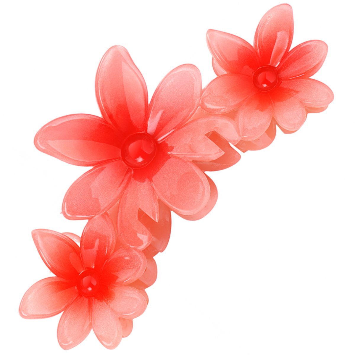 Klamra do Włosów Brzoskwinia Duża Potrójna Kwiat Plumerii Lekka Wytrzymała