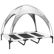 Legowiska dla psów - vidaXL Podwyższone legowisko dla psa z zdejmowanym dachem srebrnoszare XL ze stali - miniaturka - grafika 1