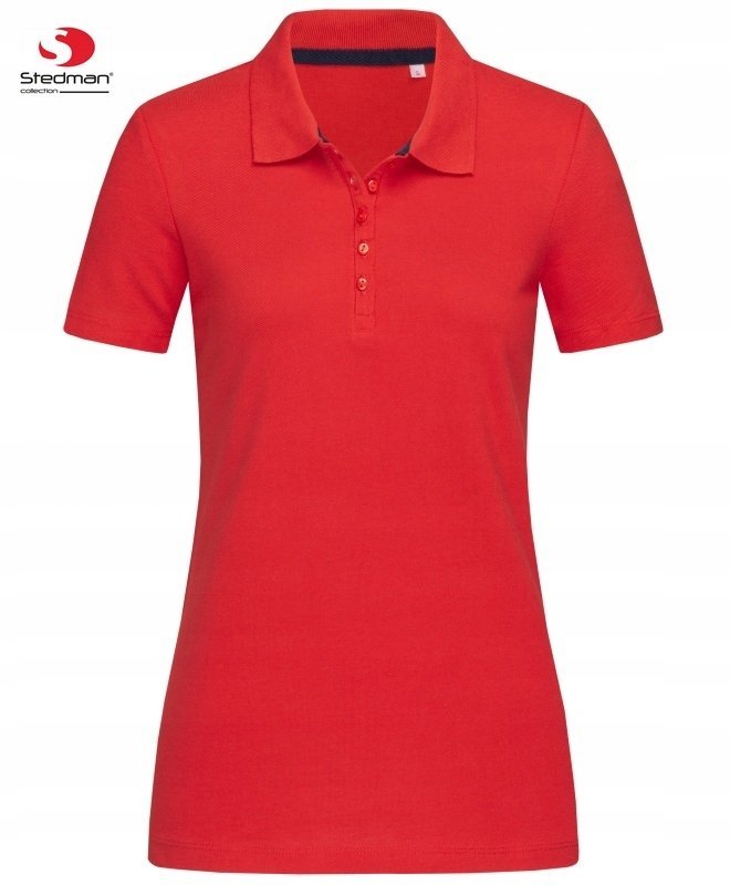 Damska Koszulka POLO Bez Nadruku STEDMAN 9150 Wysoka Jakość CZERWONA Roz XL