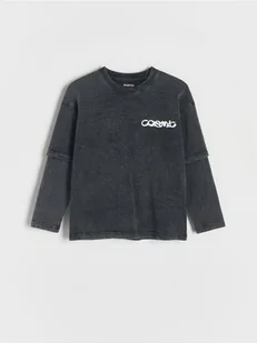 Reserved - Bawełniany longsleeve z nadrukiem - czarny - Bluzki dla chłopców - miniaturka - grafika 1