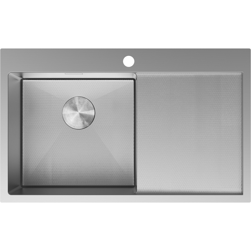 Mexen Exar zlewozmywak stalowy 1-komorowy z ociekaczem lewy 780 x 480 mm, inox HC - 6433781010L-01HC
