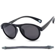 Okulary przeciwsłoneczne - Dziecięce 3-6 lat gumowe okulary przeciwsłoneczne polaryzacyjne z gumką POL-JR-71 czarne - miniaturka - grafika 1