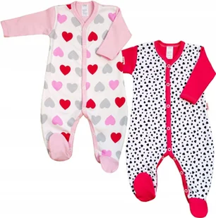 PAJAC pajacyk 2PAK r104 Serca Serduszka RÓŻ KLEKLE - Pajacyki dla niemowląt - miniaturka - grafika 1