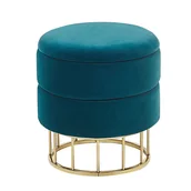 Taborety i hokery - Beliani Puf z pojemnikiem 37 cm niebieski ELGIN - miniaturka - grafika 1