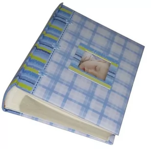 ALBUM DZIECKA dziecięcy szyty na 200 zdjęć 10x15 cm. z opisem AD niebieska kratka - Albumy fotograficzne - miniaturka - grafika 1