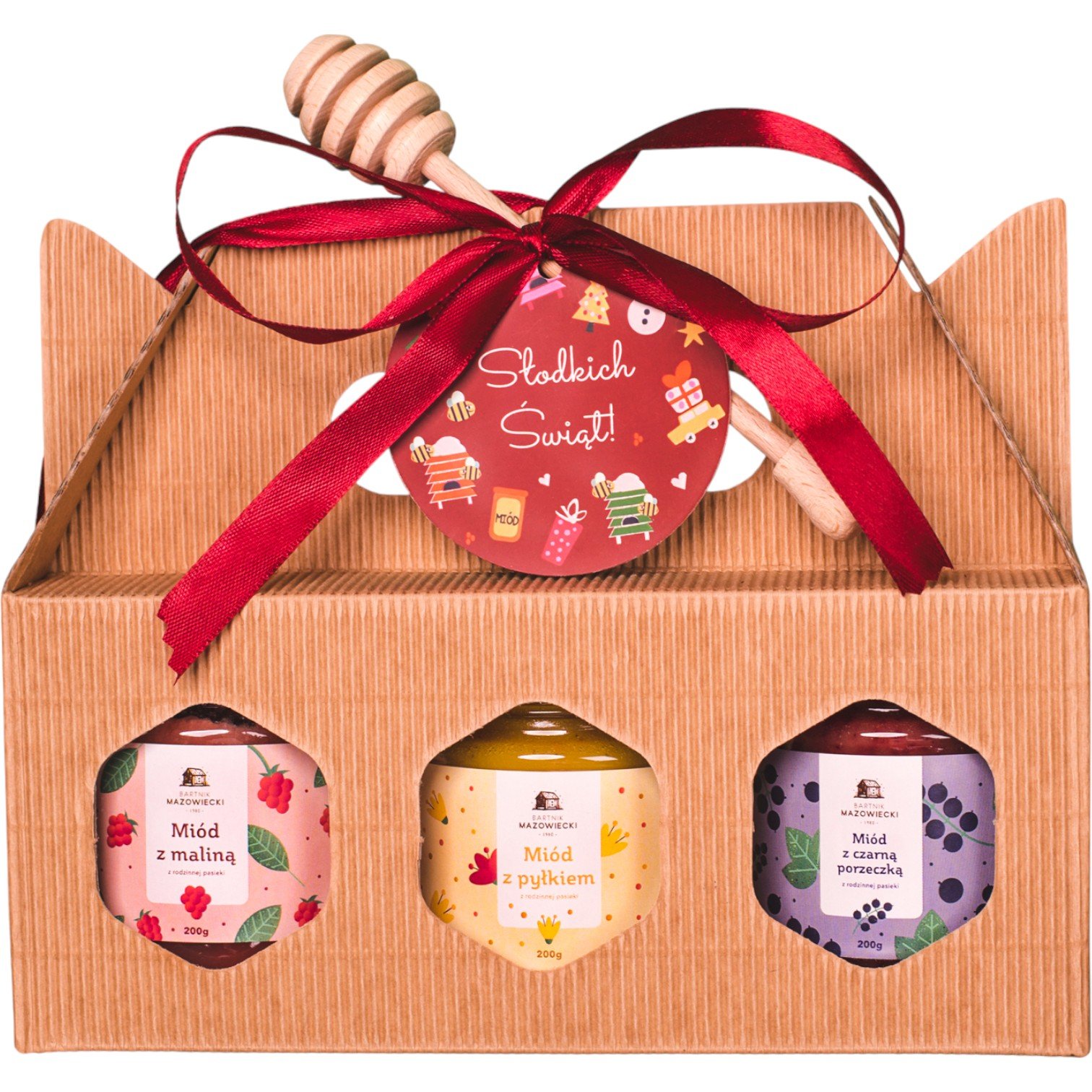 Bartnik Mazowiecki zestaw: Miód z maliną, cytryną i czarną porzeczką, 3 x 200g