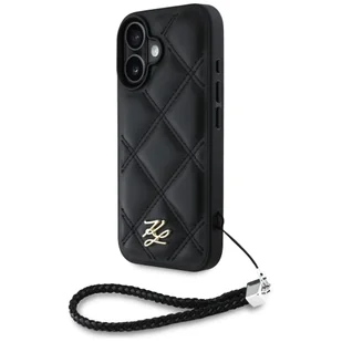 Etui Karl Lagerfeld Quilted Initial Logo & Chain Strap do iPhone 16 czarny - Etui i futerały do telefonów - miniaturka - grafika 1