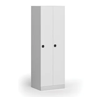 Szafka ubraniowa, 2-drzwiowa, 1850 x 600 x 500 mm, zamek kodowy, drzwi laminowane, biała - Szafki BHP - miniaturka - grafika 1
