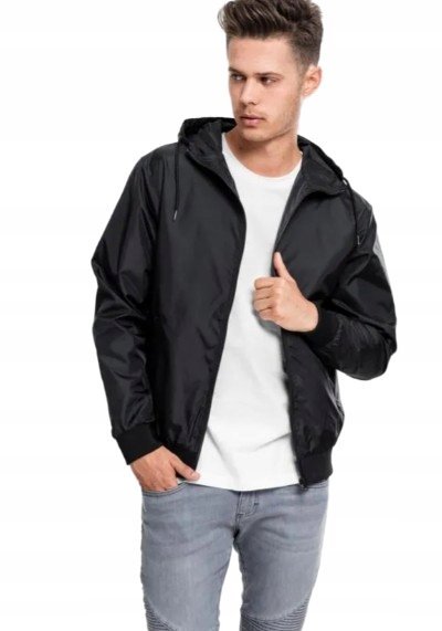 Urban Classics Kurtka Męska z Kapturem Wiatrówka Czarna S Jsc