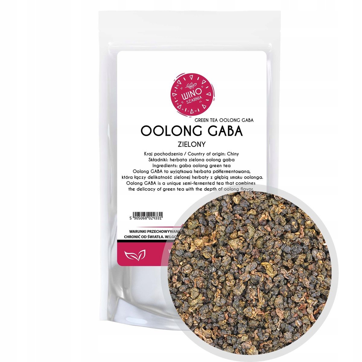 Herbata zielona liściast Oolong Gaba - 100g Naturalny Relaks i Energia