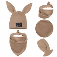 Czapki damskie - Komplet czapka i chusta dziecięcy brązowy 44 - 48 - miniaturka - grafika 1