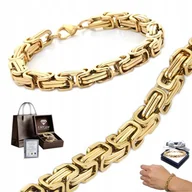 Bransolety męskie - BRANSOLETA MĘSKA ZŁOTA Bransoletka Na Rękę PEŁNA DIAMENTOWANA - miniaturka - grafika 1