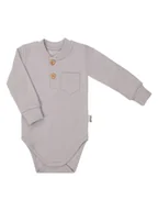 Body dla niemowląt - Chłopięce body na długi rękaw z guzikami popielate Nicol,r.92 - miniaturka - grafika 1