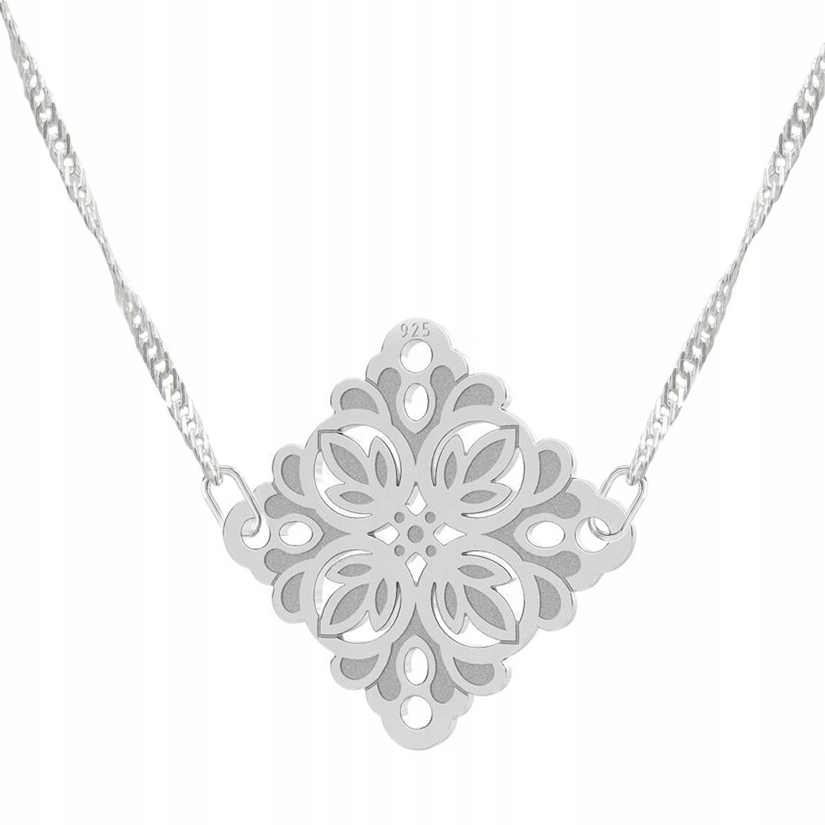Naszyjnik Srebrny z Ażurowym Łącznikiem Ażurowy Łącznik SREBRO 925