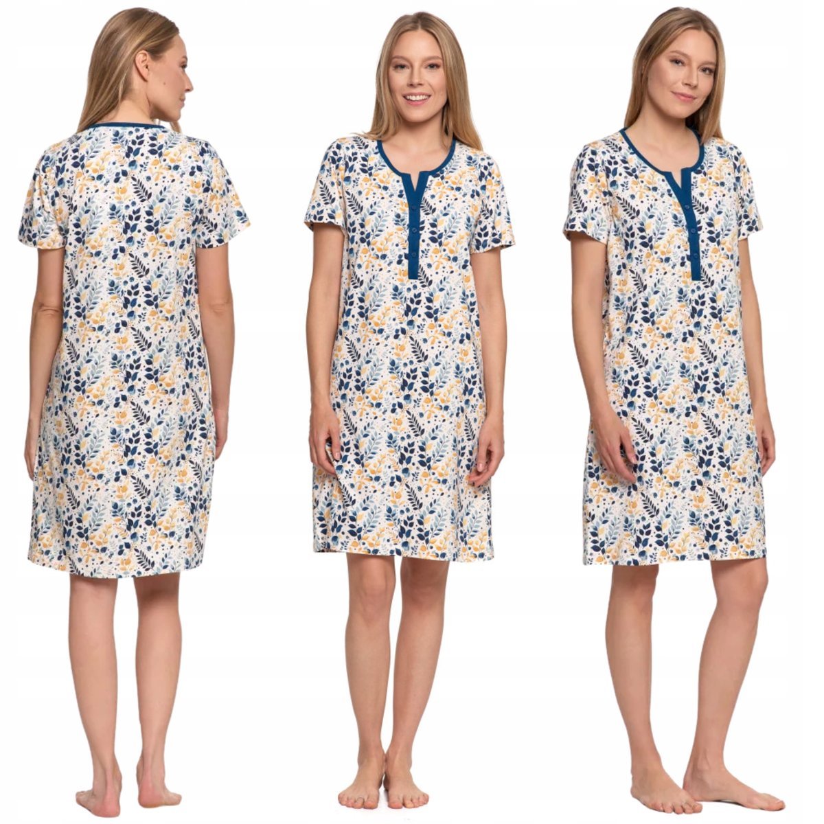 KOSZULA NOCNA DAMSKA BAWEŁNIANA Z KRÓTKIM RĘKAWEM KOMFORTOWA MORAJ XXL PATT 1