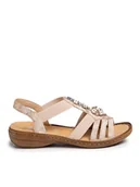 Sandały damskie - Rieker Sandały 60855-31 Beżowy - miniaturka - grafika 1